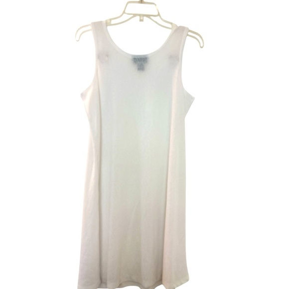 J VALDI swimsuit coverup, white, semi-sheer, size Large, shoulders with hoops - Picture 2 of 5